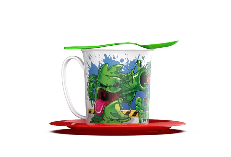 SET TAZA C/PLATO Y CUCHARITA SLIME FURY