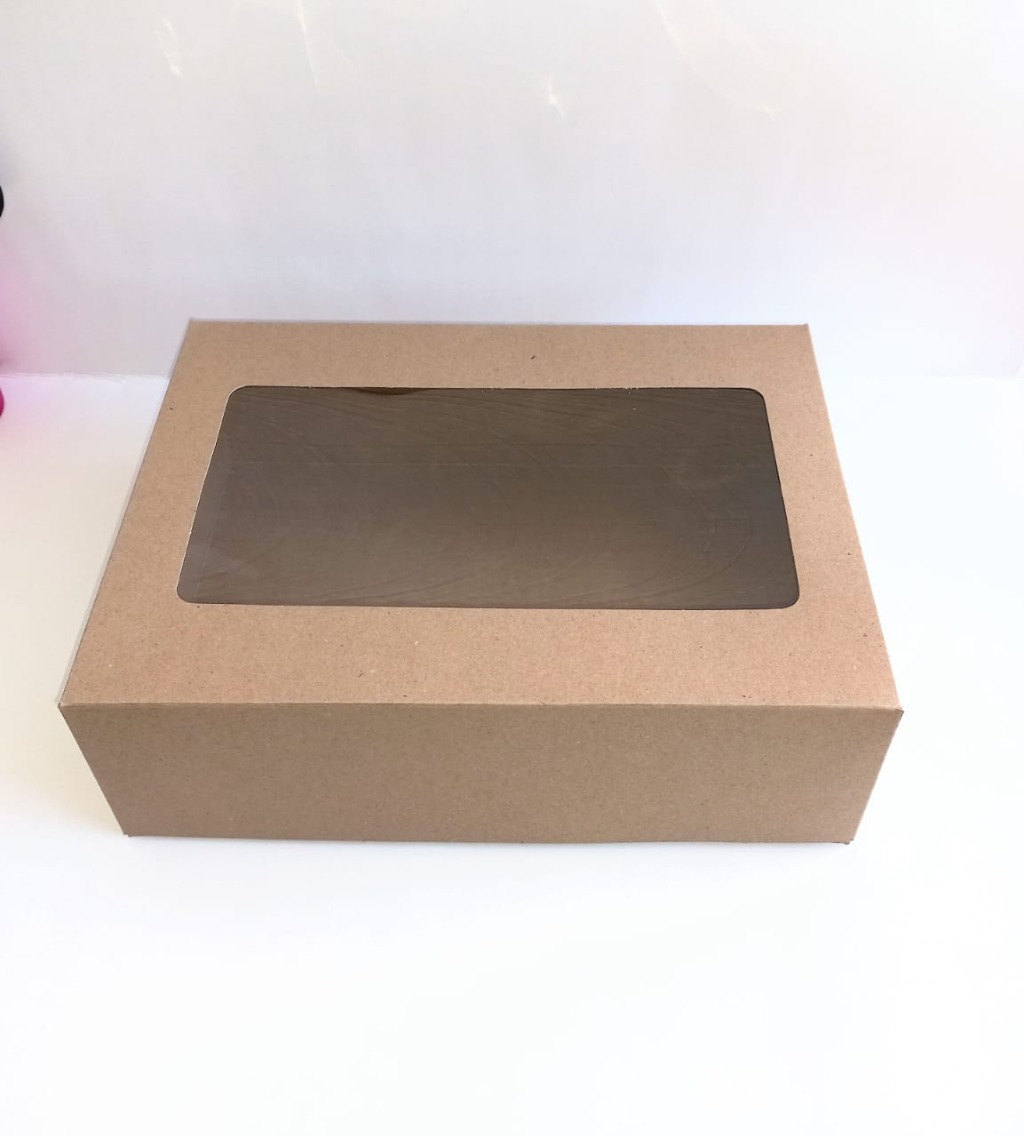 CAJA  DELIVERY C/VISOR 34.3x26.2x10.8cm.KRAFT