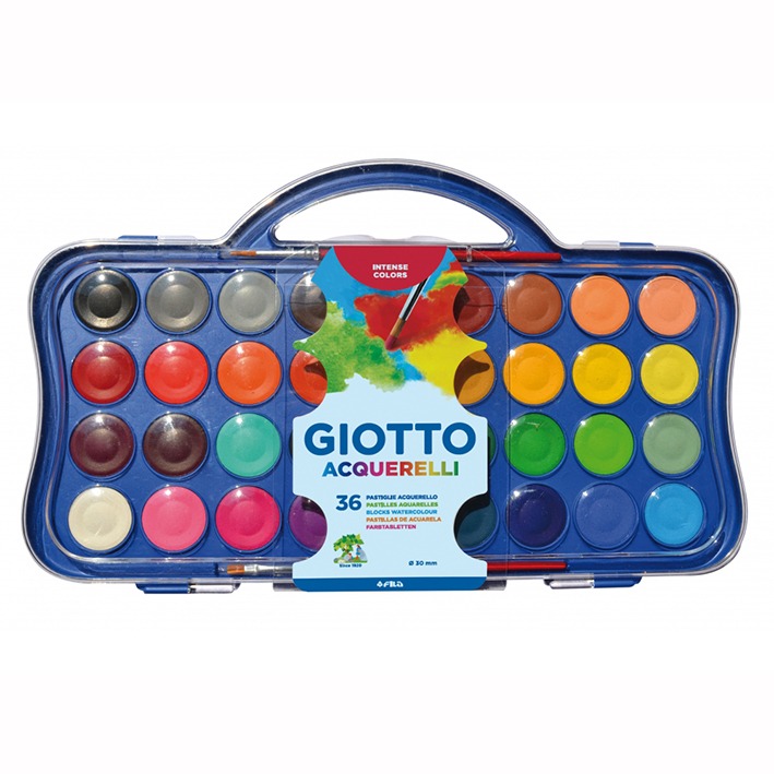 ACUARELA EN PASTILLAS CON PINCEL x36 COLORES GIOTTO
