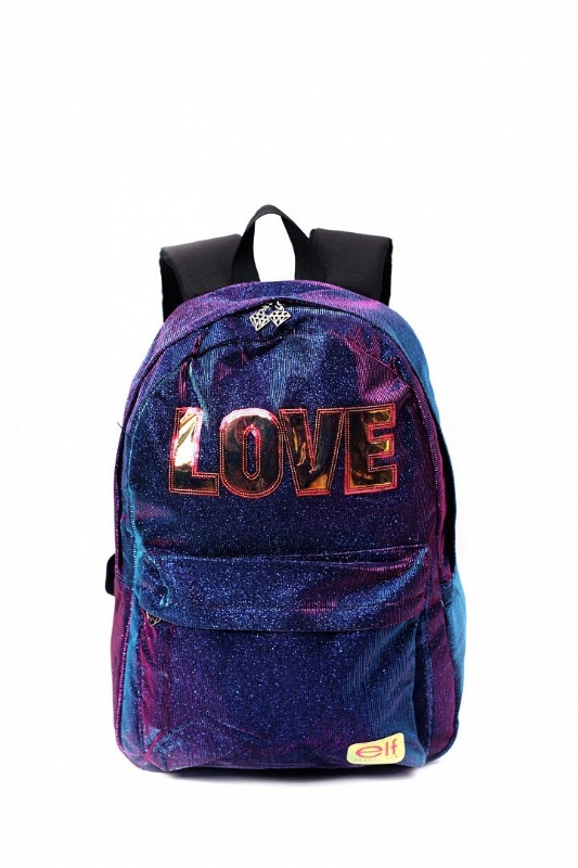 MOCHILA ESPALDA GLITTER AZUL LOVE
