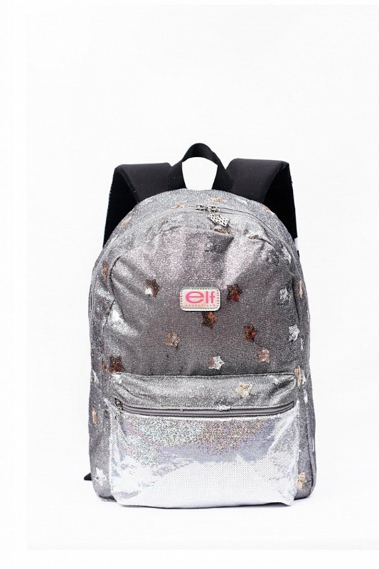 MOCHILA ESPALDA BRILLOS PLATA ESTREL. ELF