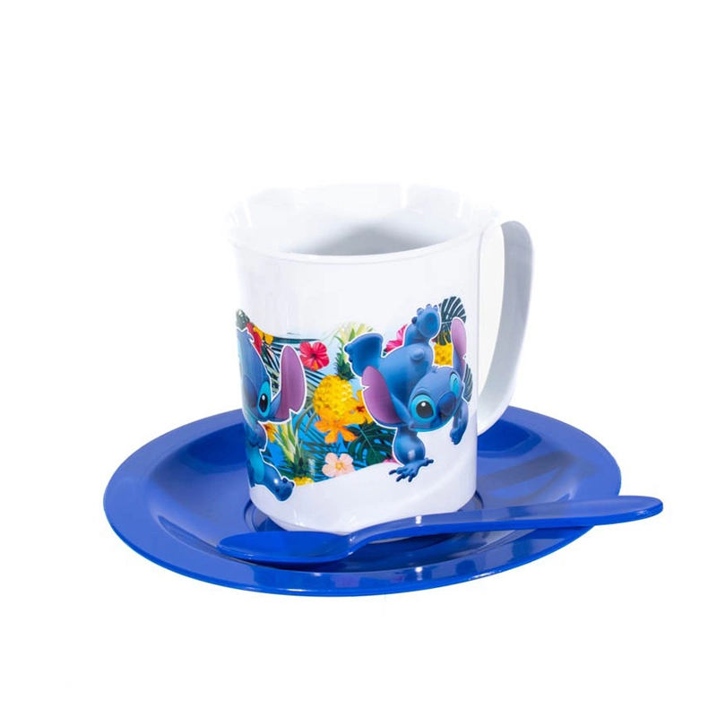 SET TAZA C/PLATO Y CUCHARITA STITCH