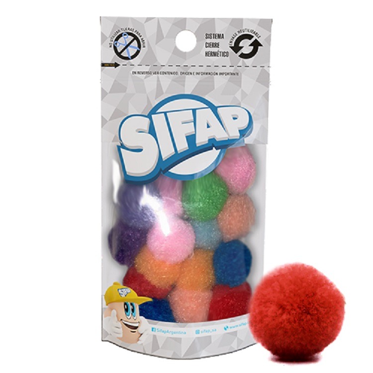 POMPONES MULTICOLOR CLASICO 1x20u.