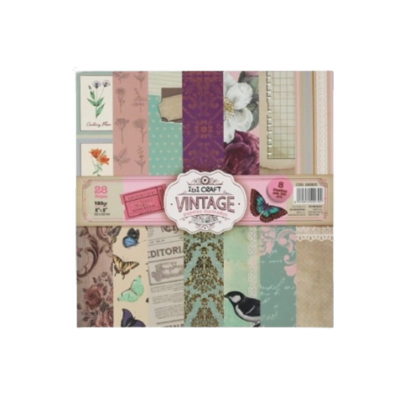 CARTULINA ENTRETENIDA VINTAGE 20x20cm.x28hjs. 