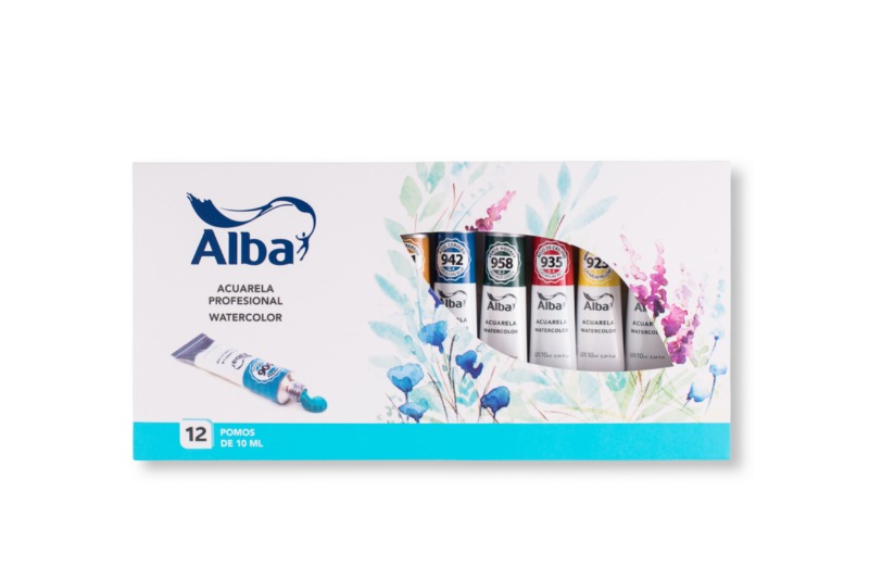 ACUARELA PROFESIONAL EN POMOS x12 COLORES ALBA