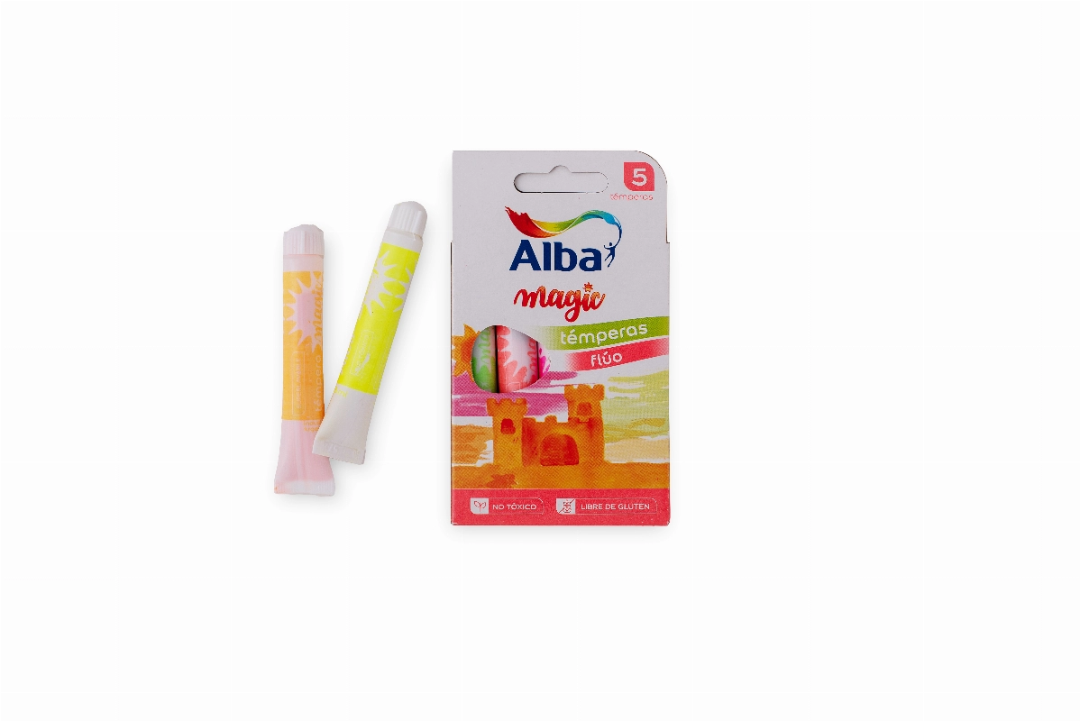 TEMPERA 8ml.ESCOLAR COL.FLUO x5u.MAGIC ALBA