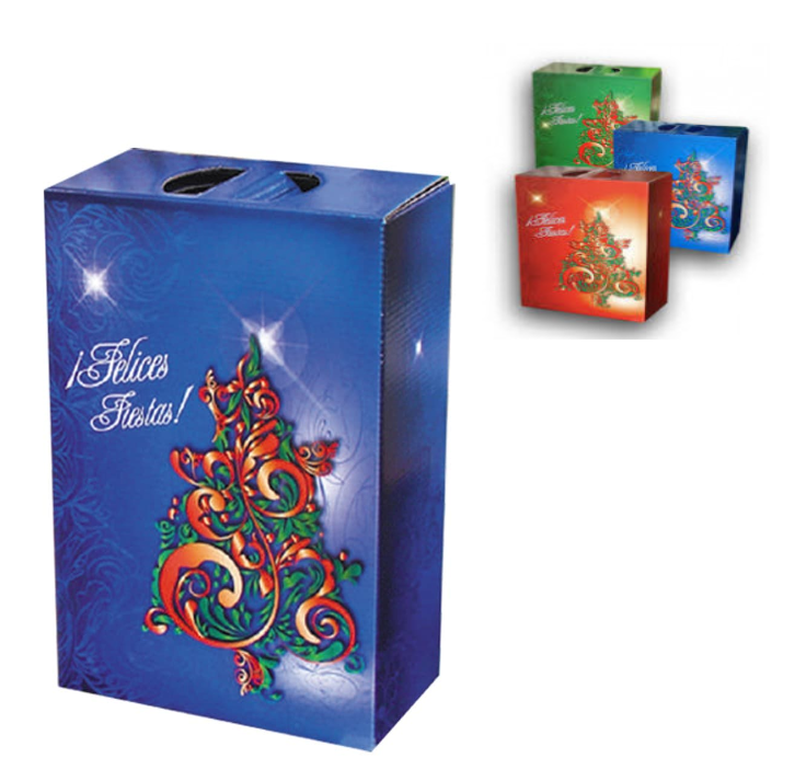 CAJA NAVIDAD  FELICES FIESTAS NEGRA 24x34x13cm.