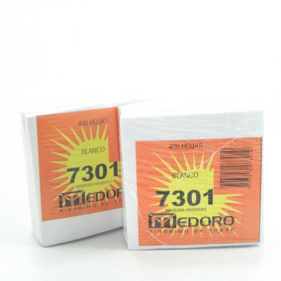 TACO PAPEL 9x9cm.x400hjs.BLANCO MEDORO
