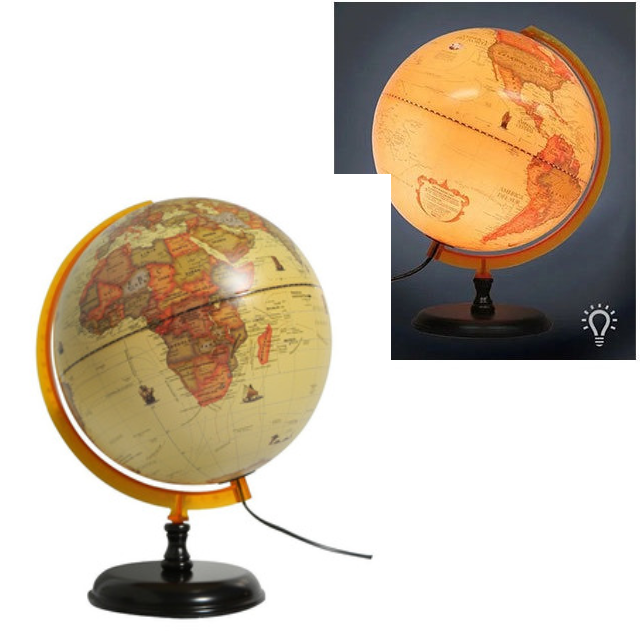 GLOBO TERRAQ.B/MAD.30cm.309AWL ANT.C/LUZ