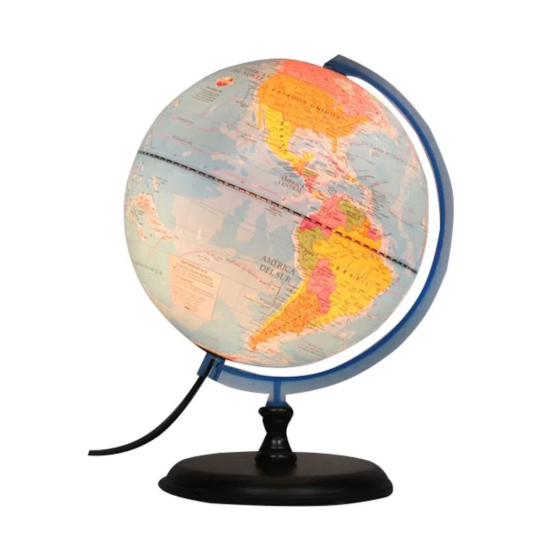 GLOBO TERRAQ.B/MAD.25cm.259LW POL.C/LUZ