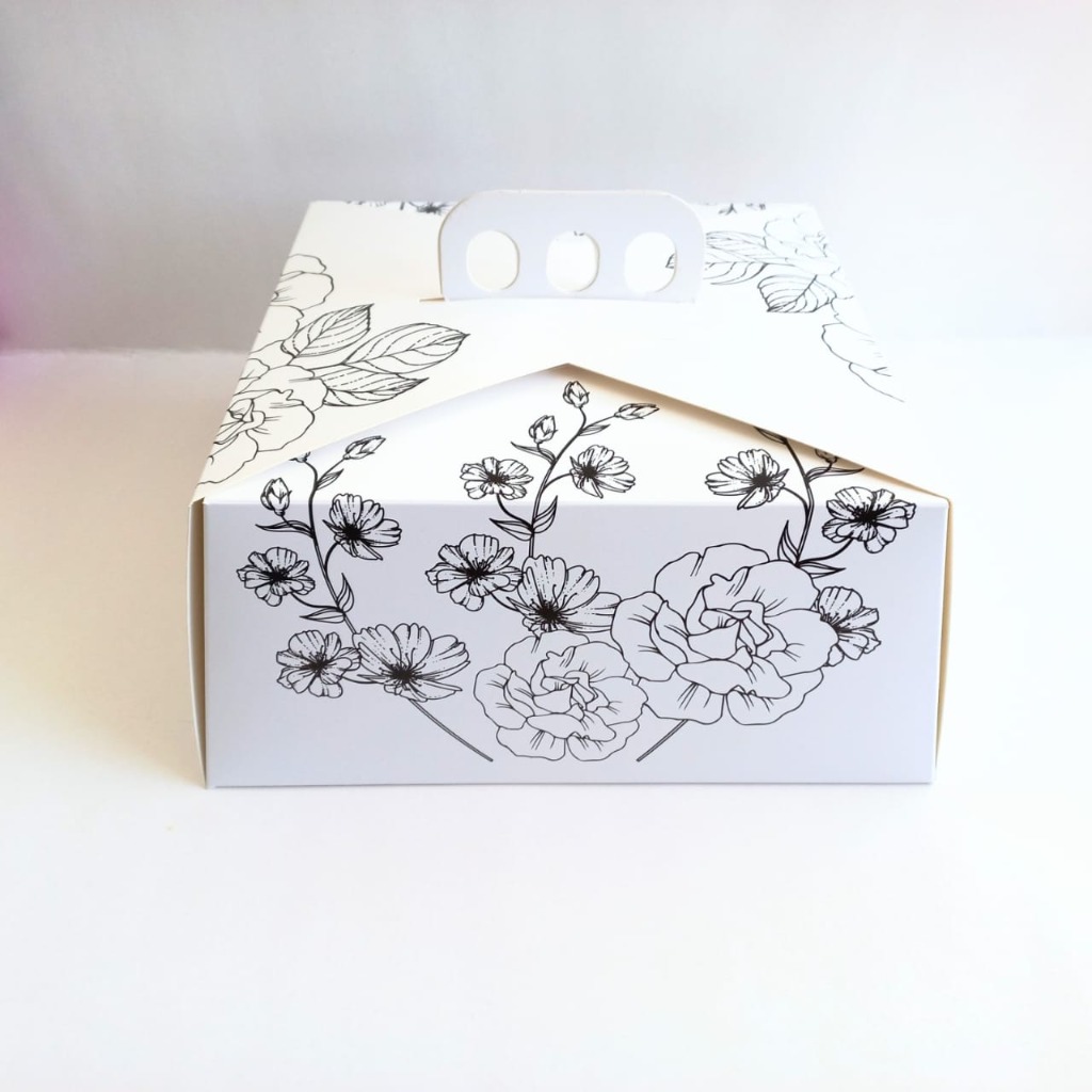 CAJA TORTA MAGNOLIA 27x27x12cm.BLANCA