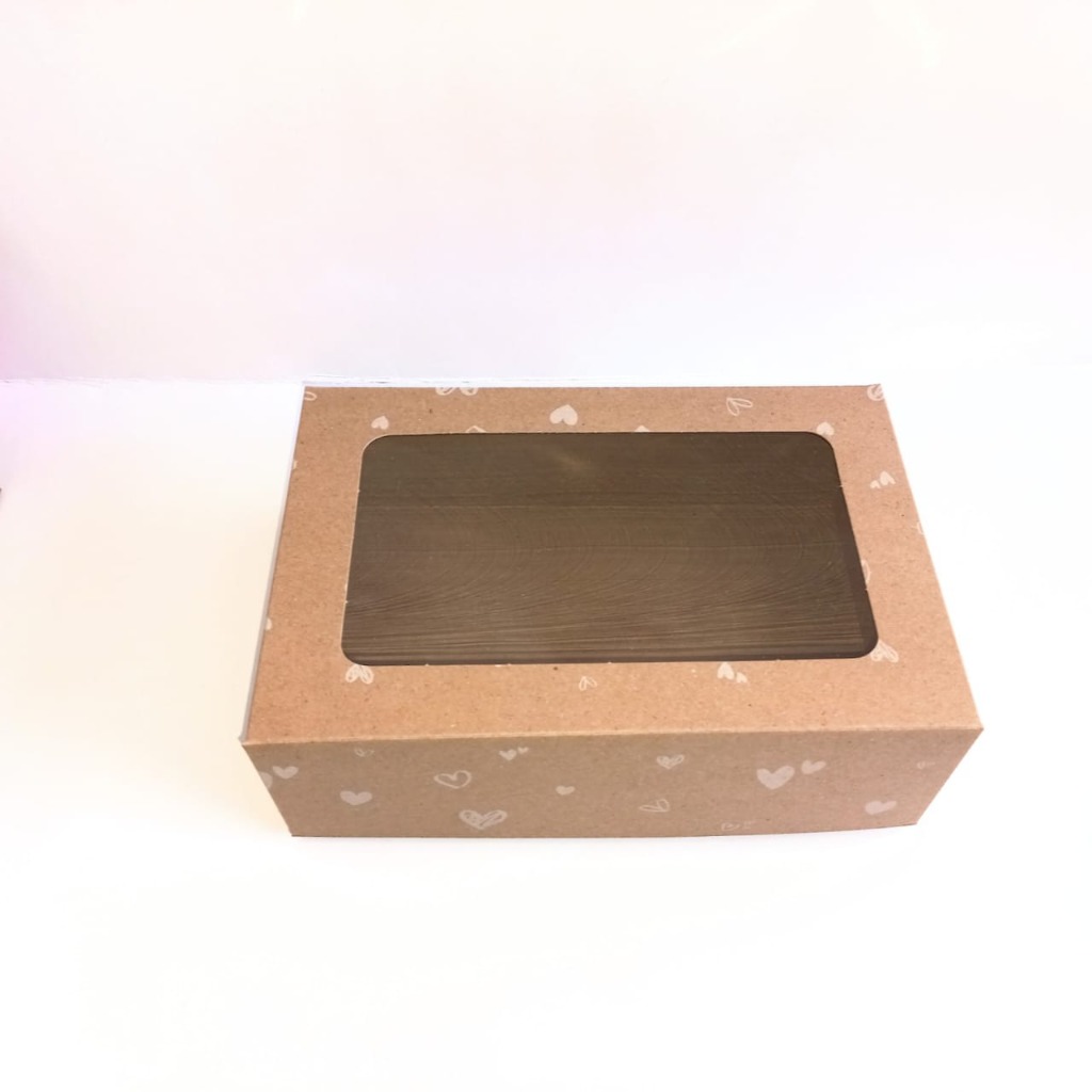 CAJA  DELIVERY C/VISOR 17.7x26x8.7cm.KRAFT-CORAZON