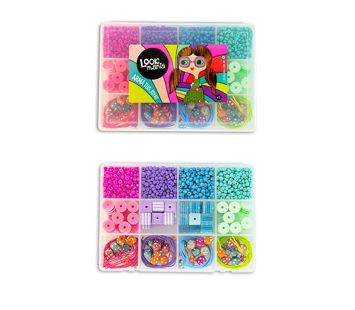 CAJA 12 DIV. CORDONES COLOR C/CUENTAS P/BIJOU