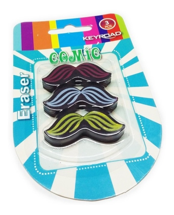GOMA DE LAPIZ C/FORMA BIGOTESx3u.