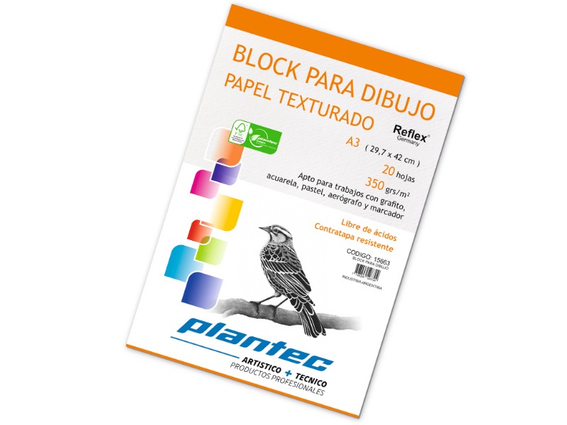 BLOCK A3 DIB.350gr.20hj. PEGADO.TEXT.PLANTEC