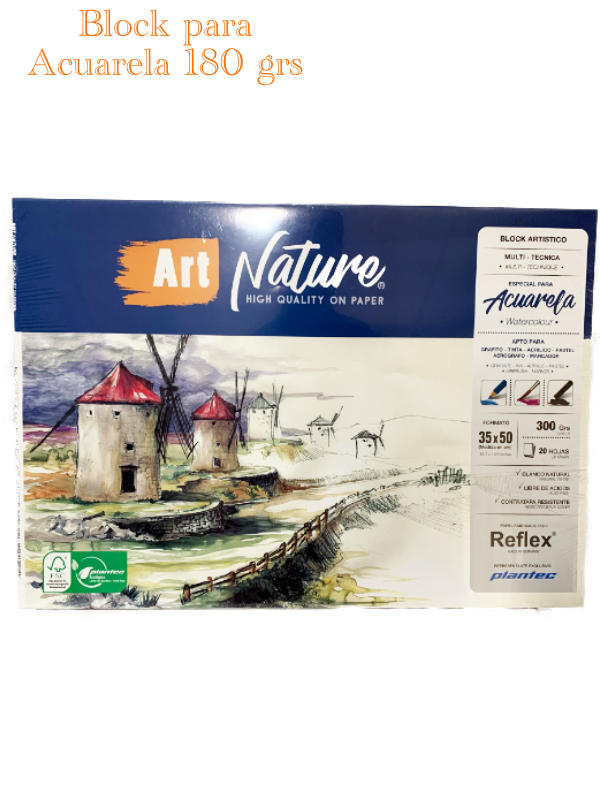 BLOCK 35x50 P/ACUAR.180grs.20hjs.ART NATURE