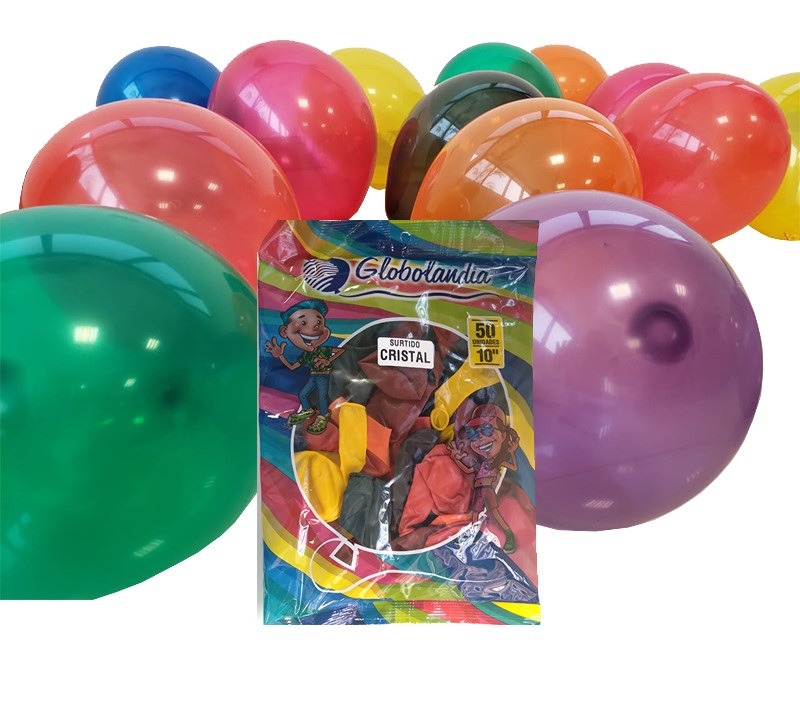 GLOBOS LISOS CRISTAL 10* x50u.SURTIDOS
