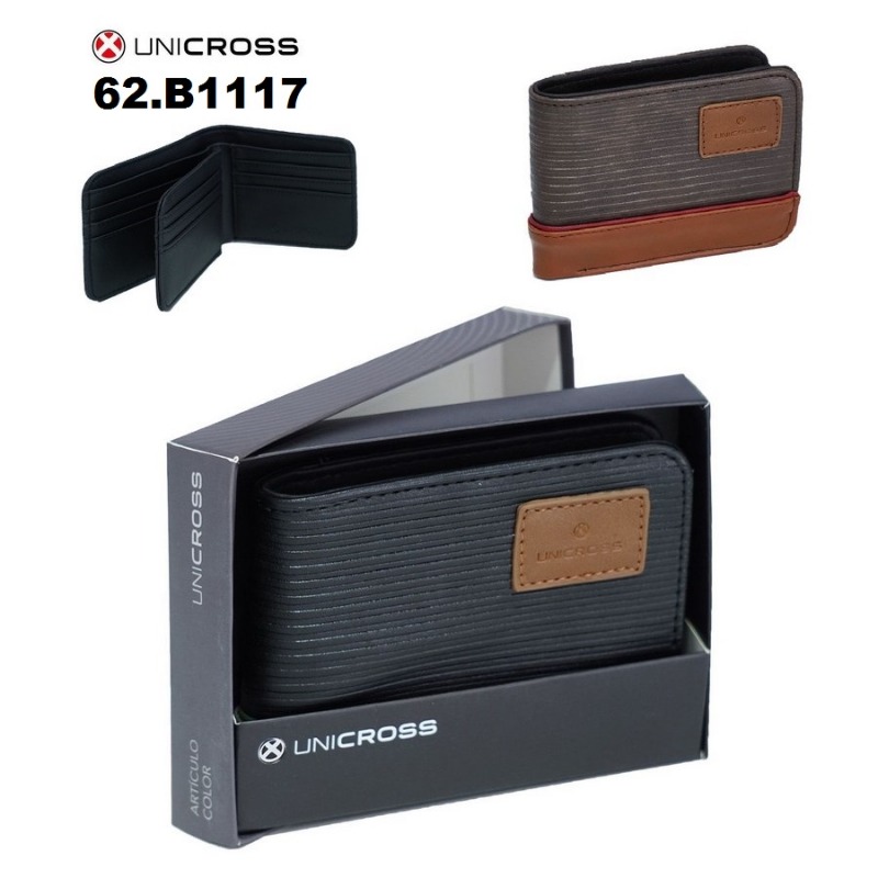 BILLETERA C/DIVISIONES BLACK/GREY UNICROSS