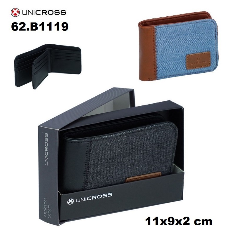 BILLETERA C/DIVISIONES BLACK/DENIM UNICROSS