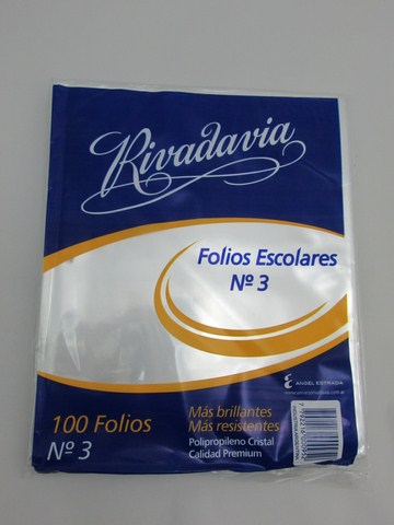 FOLIOS ESC. x100u.50mc.CRISTAL RIVADAVIA