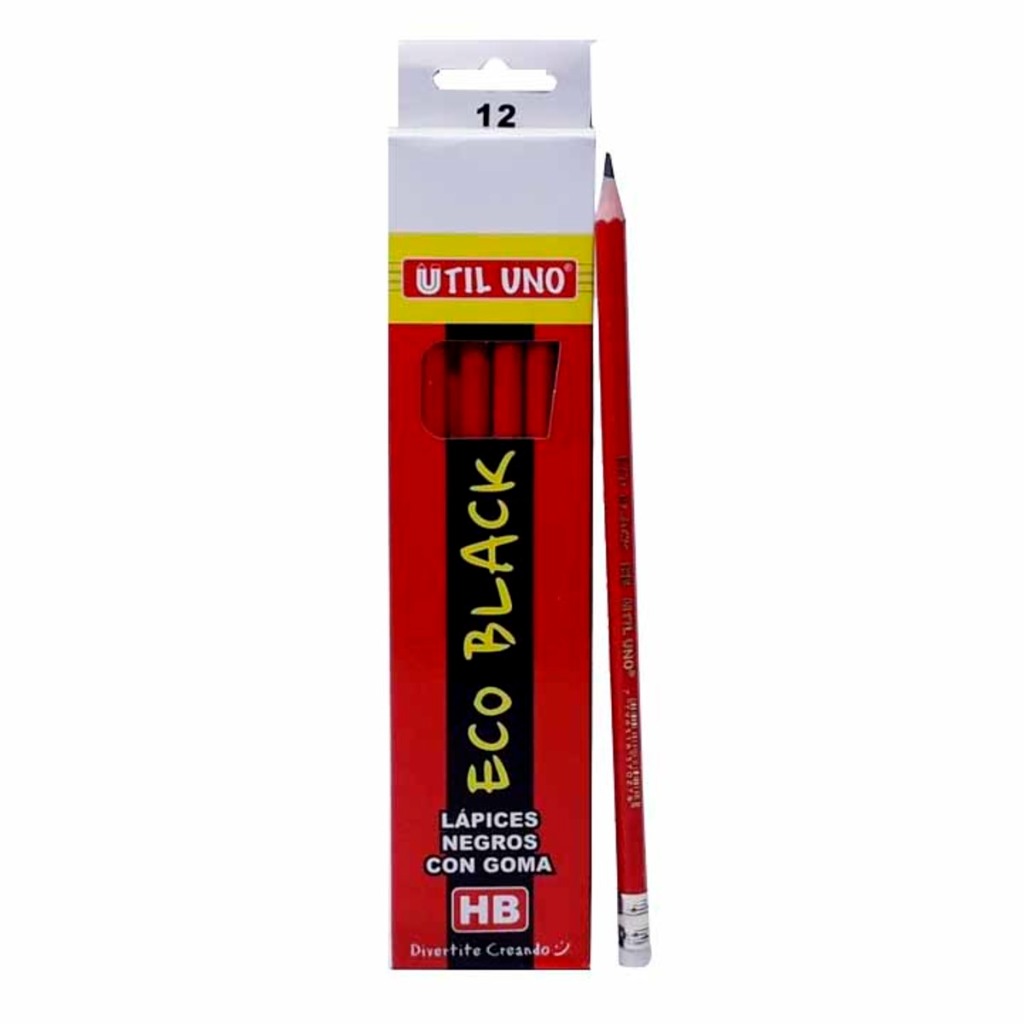 LAPIZ NEGRO HB N°2 CUERPO ROJO UTIL UNO