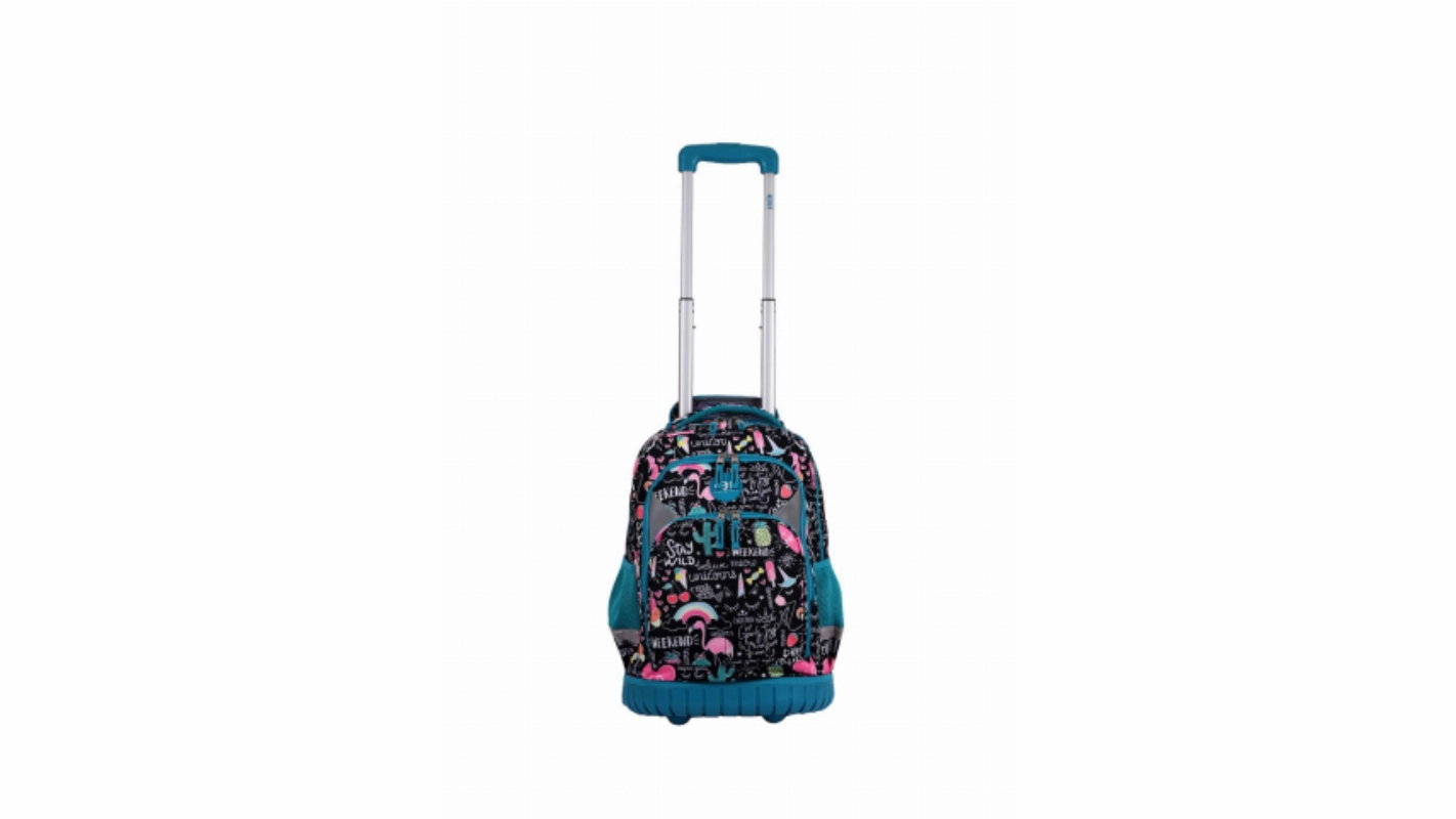 MOCHILA C/ CARRO B/GOMA. NEGRA C/DIB.ELF