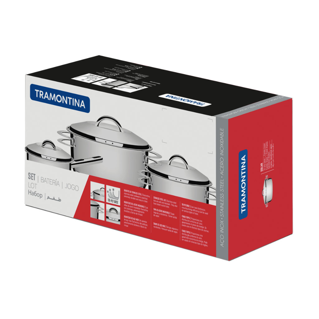 JGO.BATERIA COCINA SOLAR 4PZAS.AC.INOX.TRAMONTINA