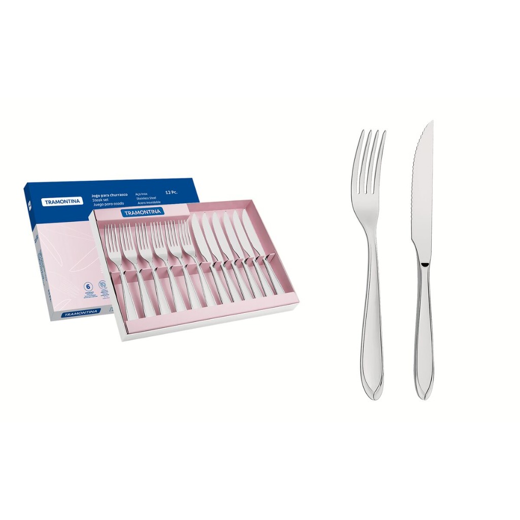 JGO.CUBIERTOS P/ASADO AC.INOX. x12u.TRAMONTINA 