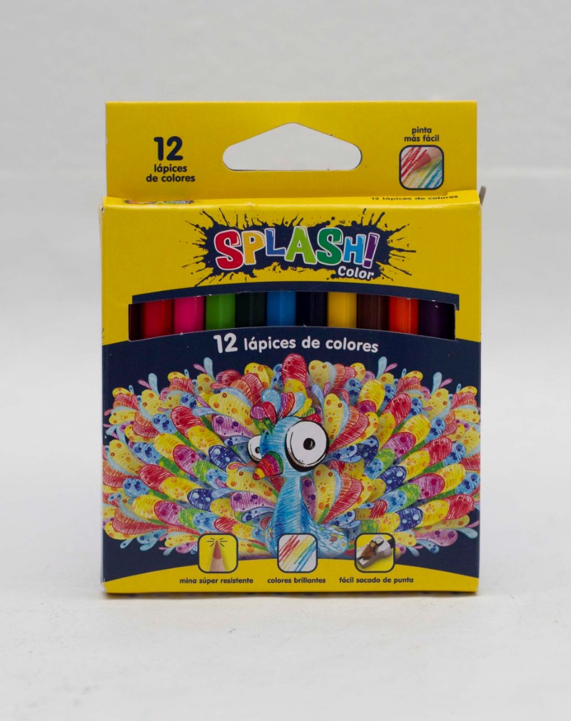 LAP.COLORES x12u.CORTOS SPLASH COLOR