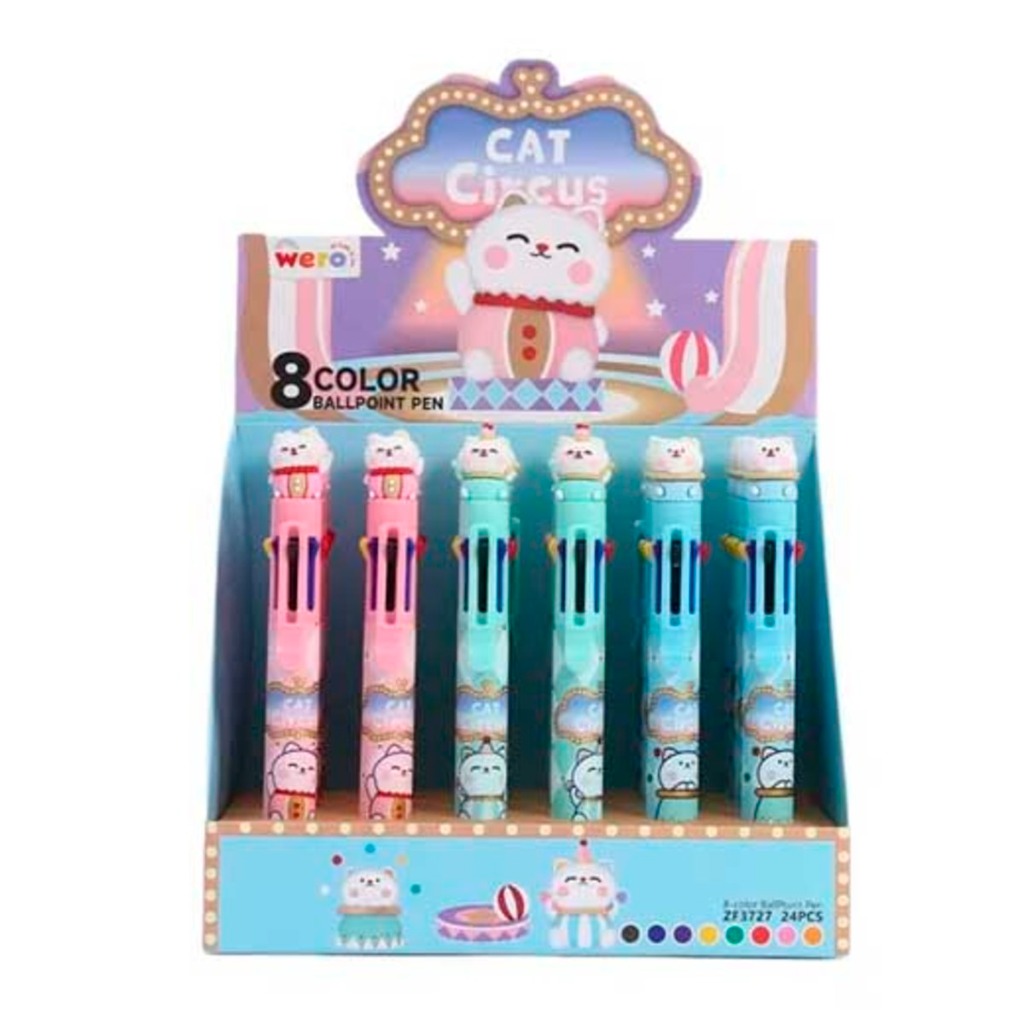 BOLIGR.1mm. RETRACTIL  8 COLORES CAT CIRCUS