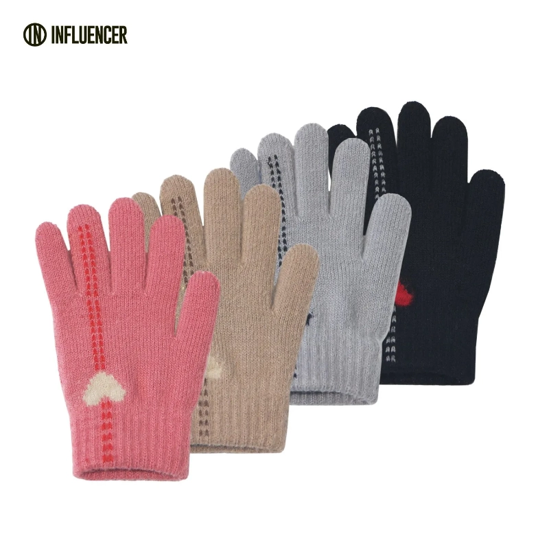 GUANTES TEJIDO LISOS CORAZON INFLUENCER KIDS