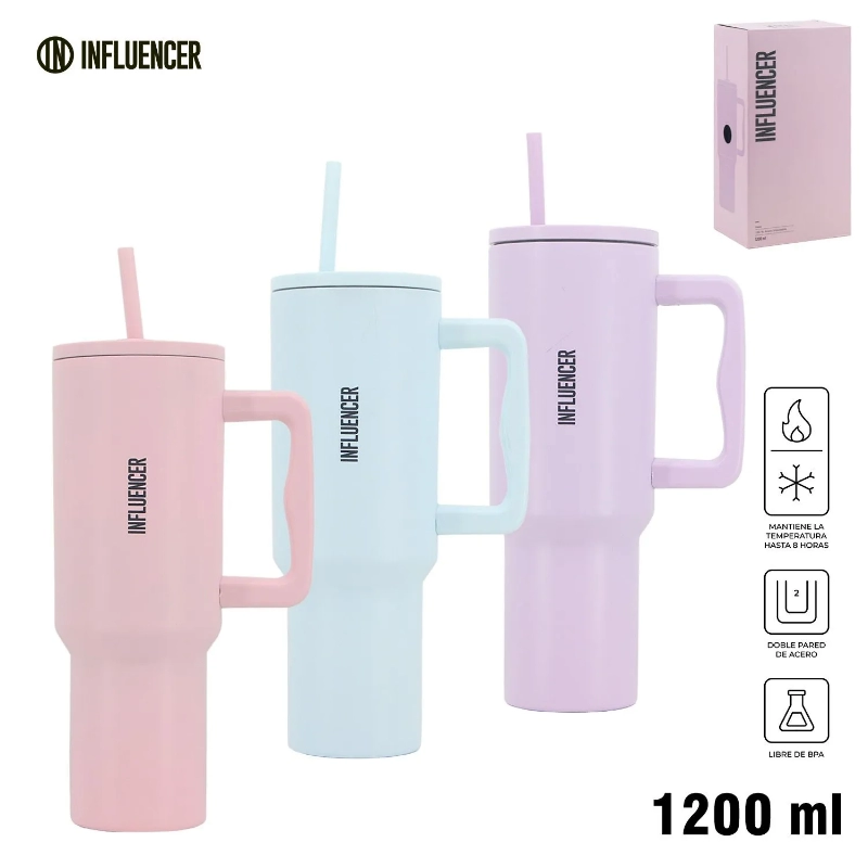 VASO TERMICO 1200ml. C/PAJITA INFLUENCER