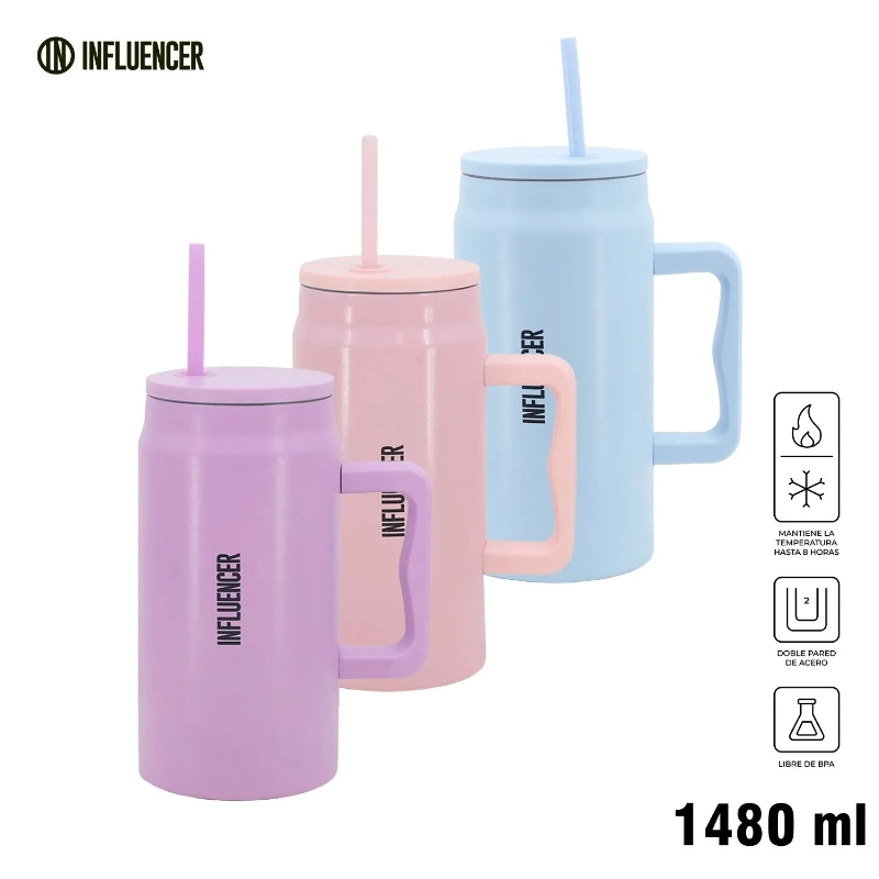 VASO TERMICO 1480ml. C/PAJITA INFLUENCER