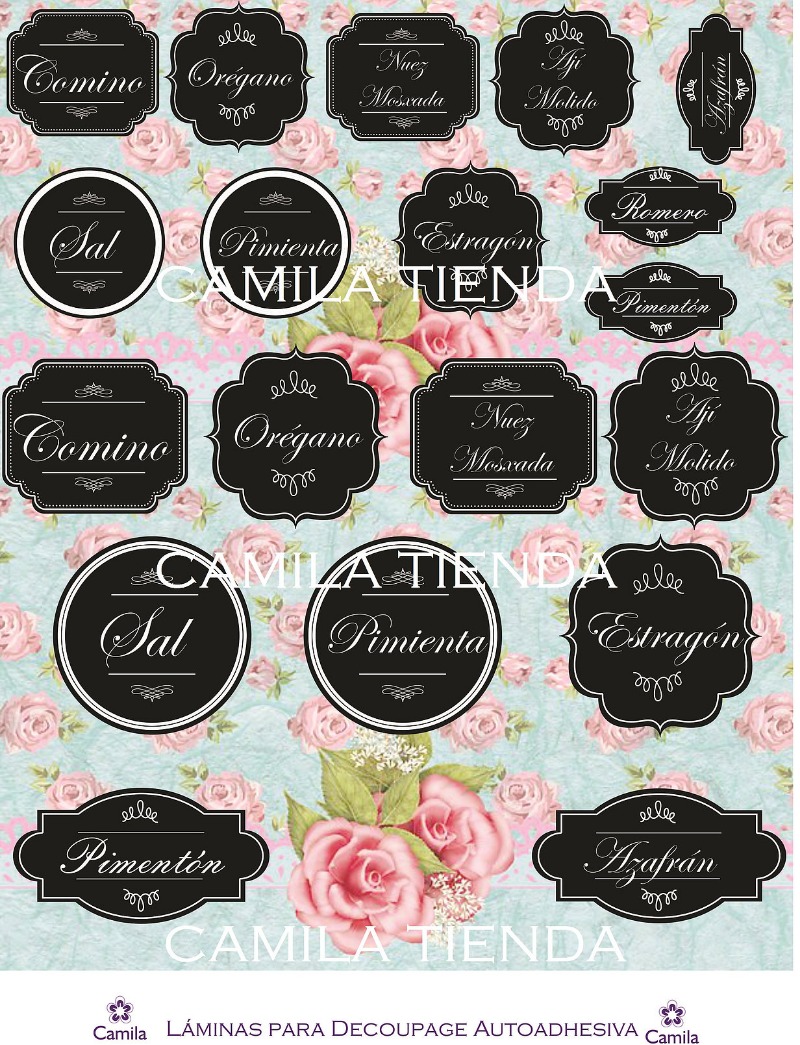 LAMINAS P/DECOUPAGE.AUTOADH.ETIQ.x1u.CAMILA