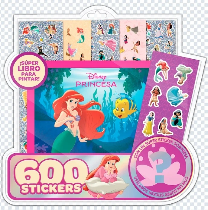 600 STICKERS N*4 + LIBRO PINTAR PRINCESAS