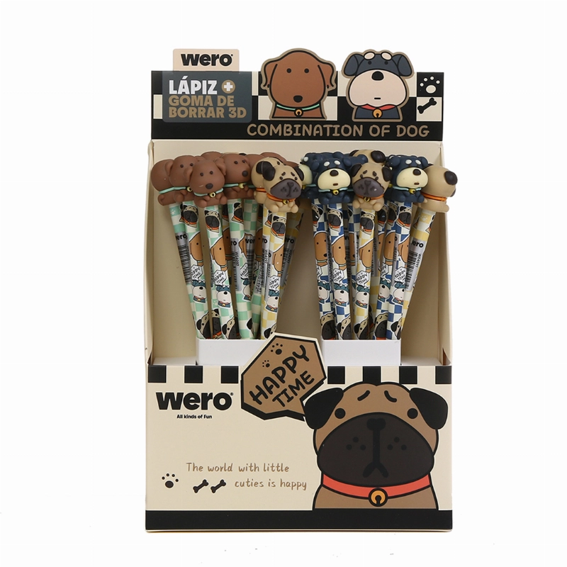 LAPIZ NEGRO C/ GOMA 2D DOGS