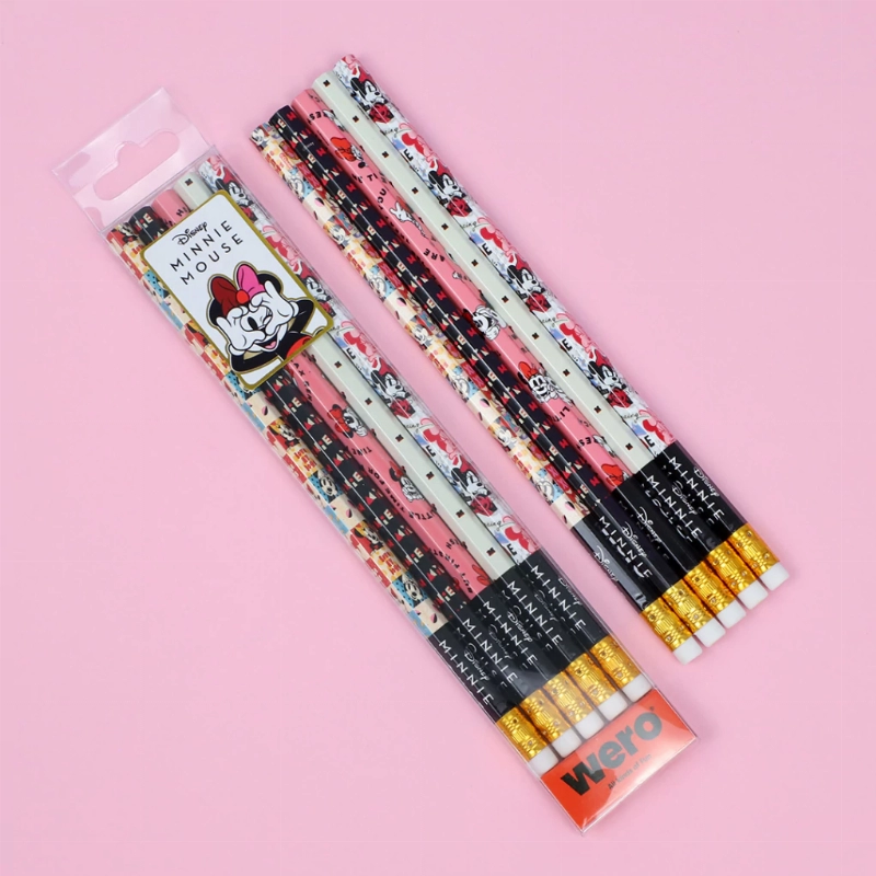 LAPIZ NEGRO C/ GOMA MINNIE MOUSSE x5u.