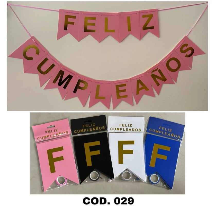 BANDERIN FELIZ CUMPLEAÑOS LISO