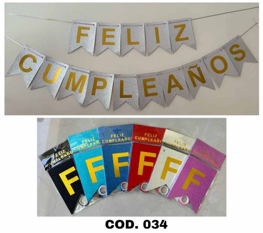 BANDERIN FELIZ CUMPLEAÑOS GLITTER