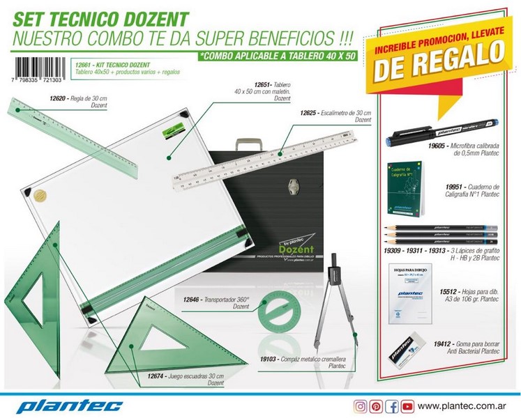 TABLERO 40x50 C/PARAL-ATRIL REG.yVALIJA+ACC.DOZENT