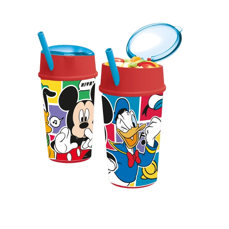 VASO 400ml.C/TAPAyPICO MICKEY
