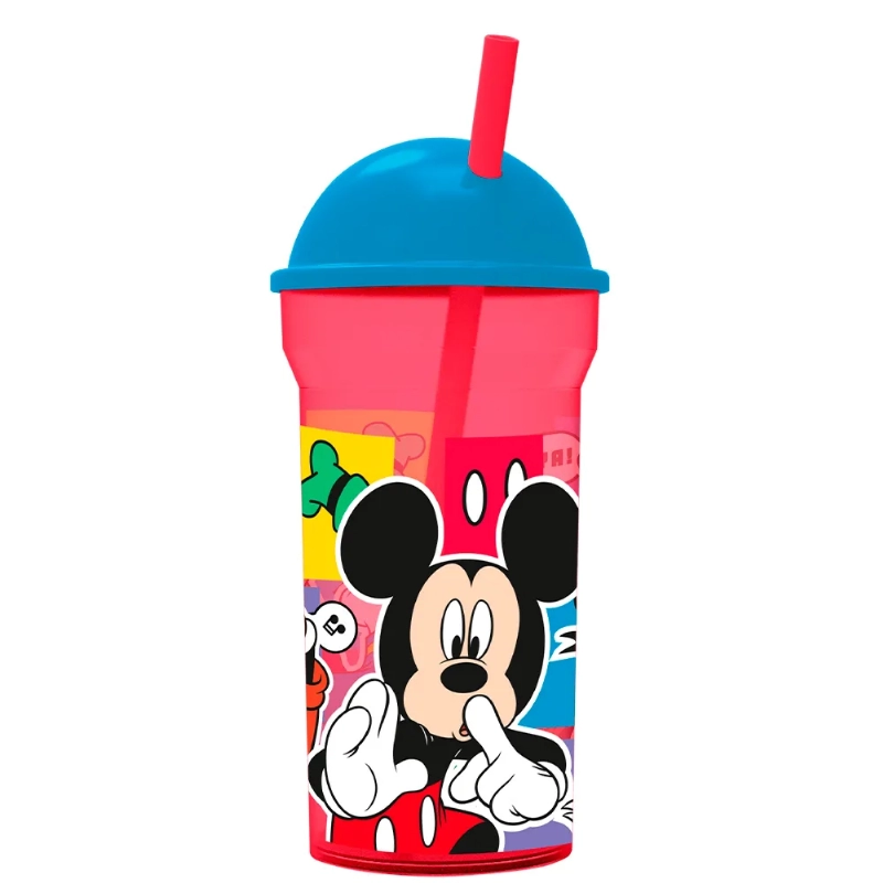 VASO 460ml.C/TAPAyPICO MICKEY