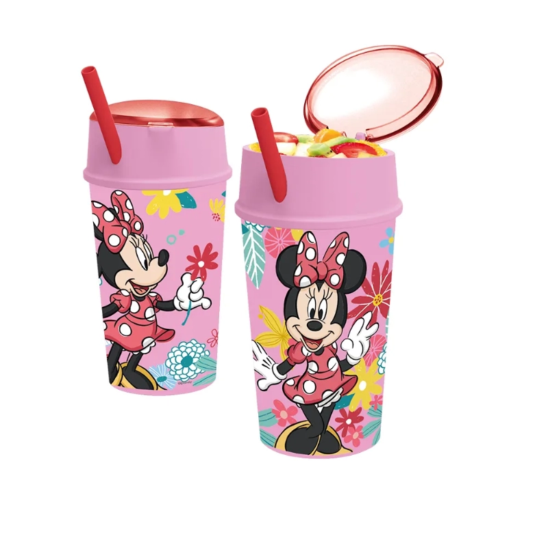 VASO 400ml.C/TAPAyPICO MINNIE