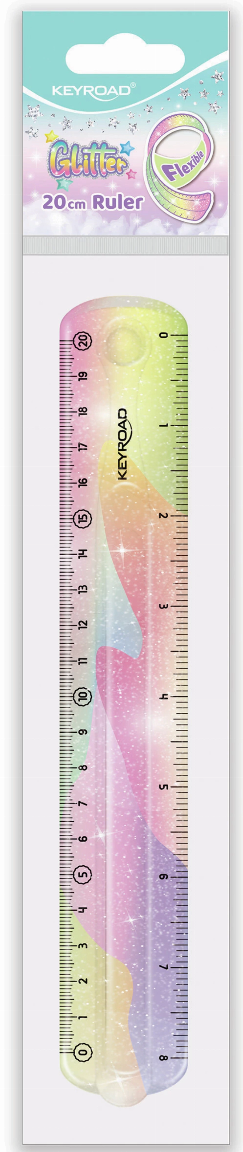 REGLA 20cm. FLEXIBLE PASTEL C/GLITTR KEYROAD