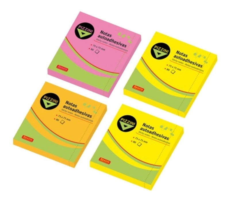 NOTA ADHESIVA 75x75mm.80hj.FLUO PIZZINI