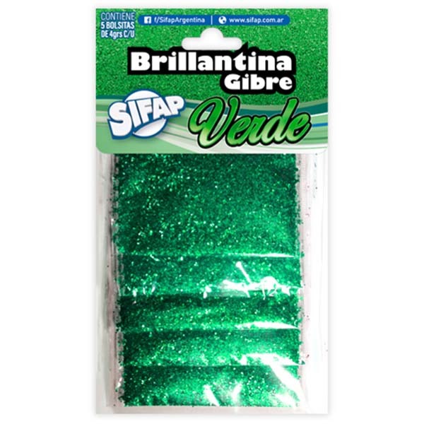 BRILLANTINA GIBRE COLORES VERDE x5u.