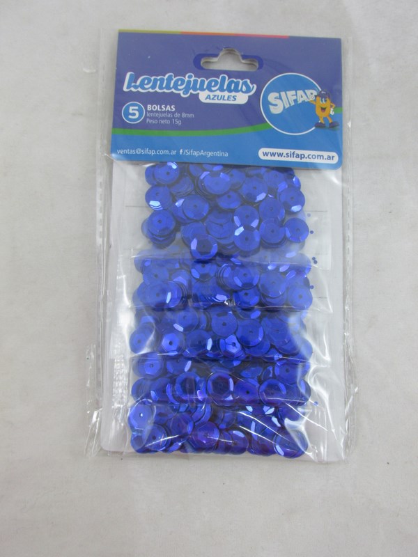 LENTEJUELAS AZUL 8mm.x5u.
