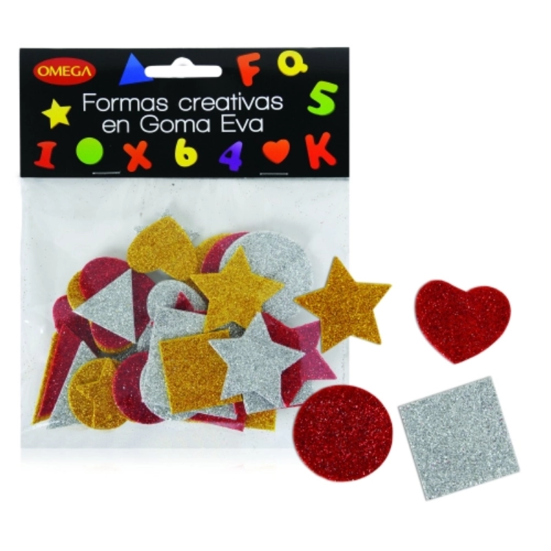 GOMA EVA FORMAS GEOMETRICAS C/GLITTER x30u.