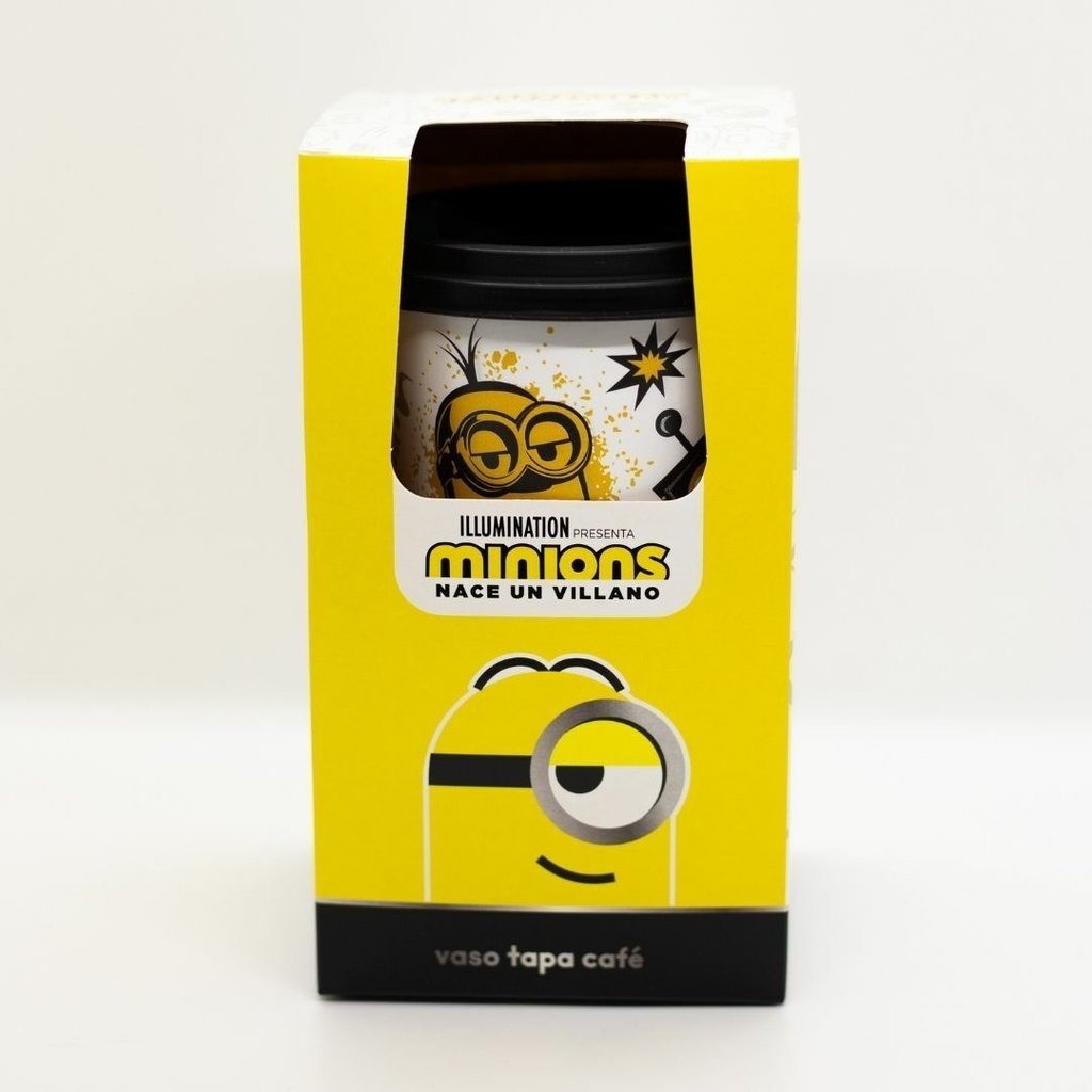 VASO 600ml.C/TAPA CAFEyESTUCHE MINIONS