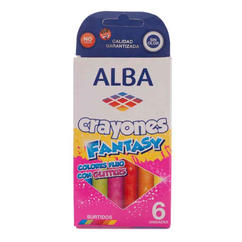 CRAYONES FLUO C/GLITTERx6u.ALBA